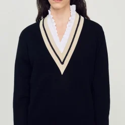 Sandro Paris Jerseys & Cárdigans<Jersey Con Cuello En V En Contraste