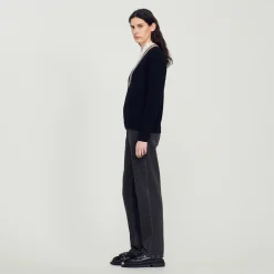 Sandro Paris Jerseys & Cárdigans<Jersey Con Cuello En V En Contraste