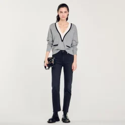 Sandro Paris Jerseys & Cárdigans<Jersey De Gran Cuello En V En Contraste