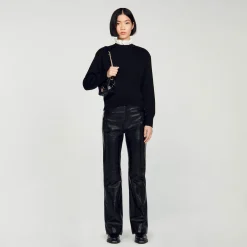 Sandro Paris Bolsos De Hombro<Minibolso Yza De Cuero Liso