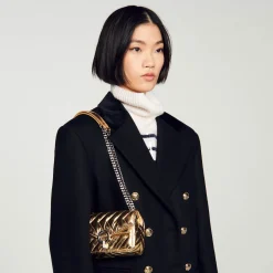 Sandro Paris Bolsos De Hombro<Minibolso Yza De Cuero Metalizado