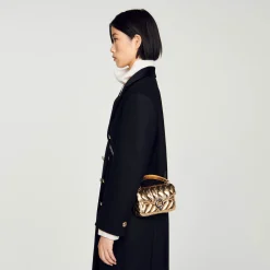 Sandro Paris Bolsos De Hombro<Minibolso Yza De Cuero Metalizado