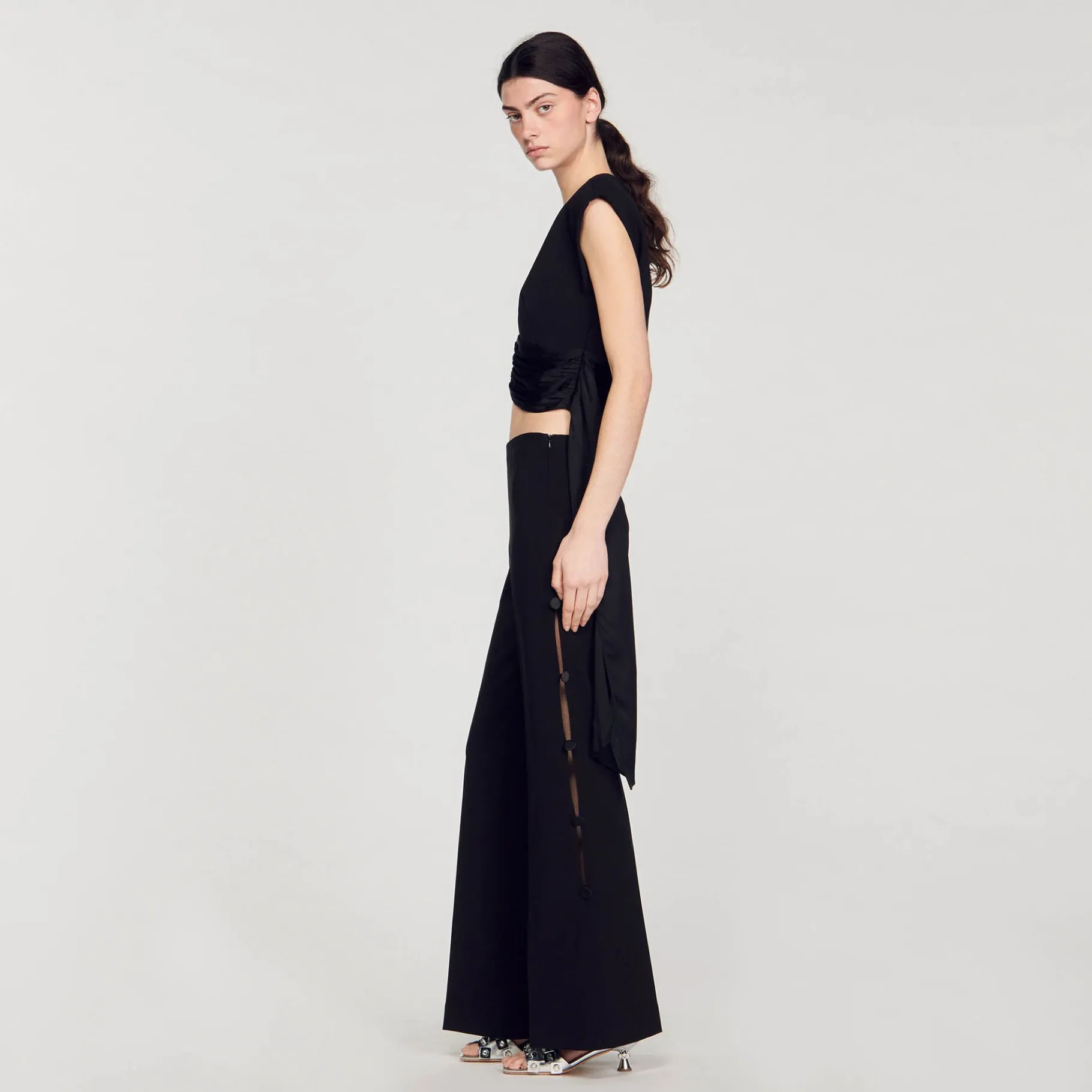 Sandro Paris Conjuntos<Pantalon Acampanado Calado En El Lateral