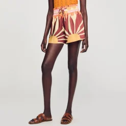 Sandro Paris Conjuntos<Pantalon Corto Satinado Estampado
