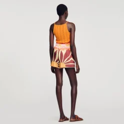 Sandro Paris Conjuntos<Pantalon Corto Satinado Estampado