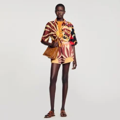 Sandro Paris Conjuntos<Pantalon Corto Satinado Estampado