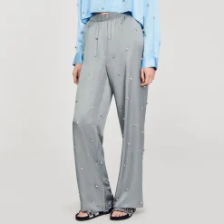 Sandro Paris Conjuntos<Pantalon De Lino Con Detalle De Strass