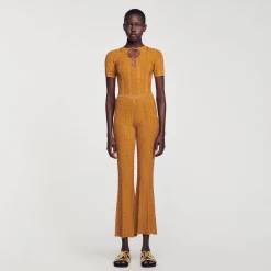 Sandro Paris Conjuntos<Pantalon De Punto Metalizado