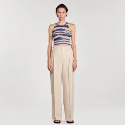 Sandro Paris Trajes<Pantalon Fluido Y Ancho A Rayas