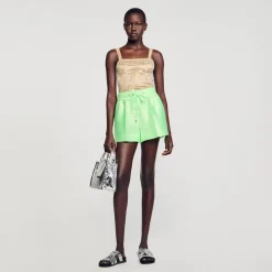 Sandro Paris Conjuntos<Short Ancho Satinado