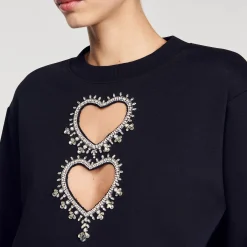 Sandro Paris Sudaderas<Sudadera Con Corazones De Brillantes