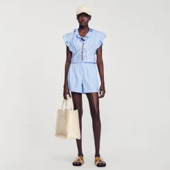 Sandro Paris Conjuntos<Top Corto A Rayas Con Volantes