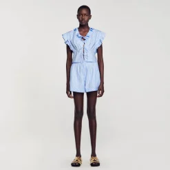 Sandro Paris Conjuntos<Top Corto A Rayas Con Volantes