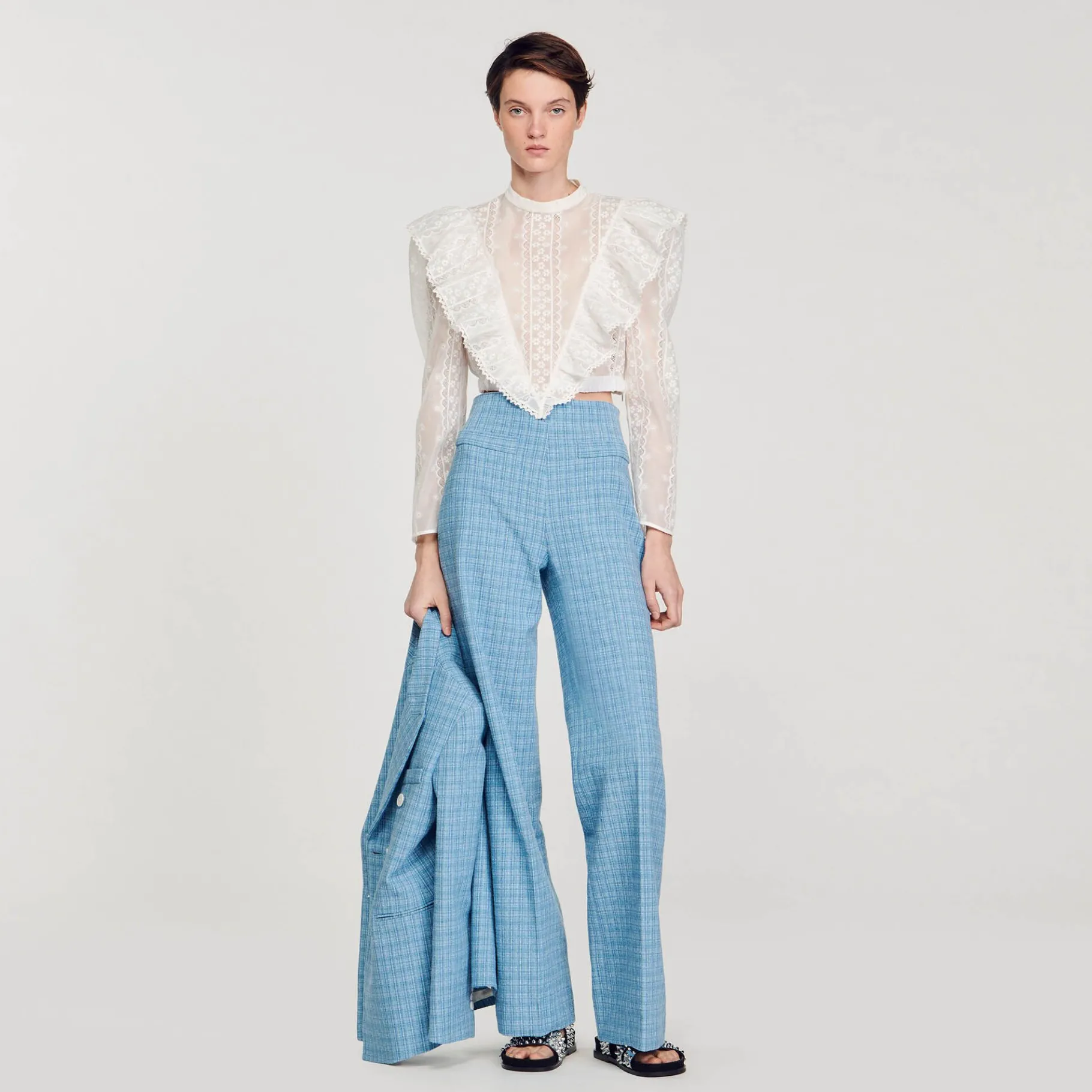 Sandro Paris Tops & Camisas<Top Corto Con Bordado Ingles