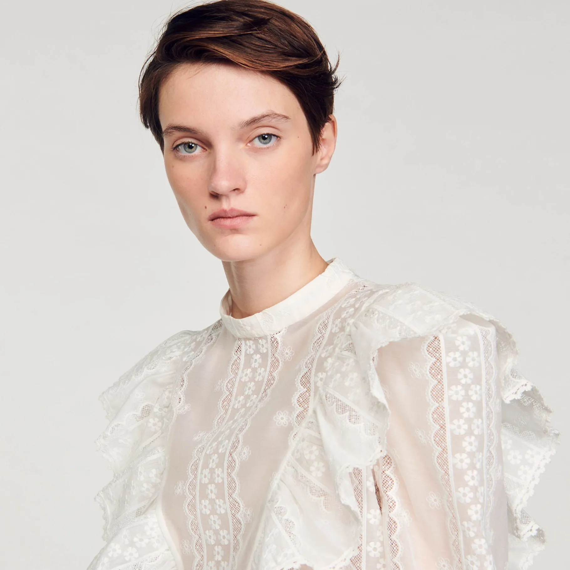 Sandro Paris Tops & Camisas<Top Corto Con Bordado Ingles