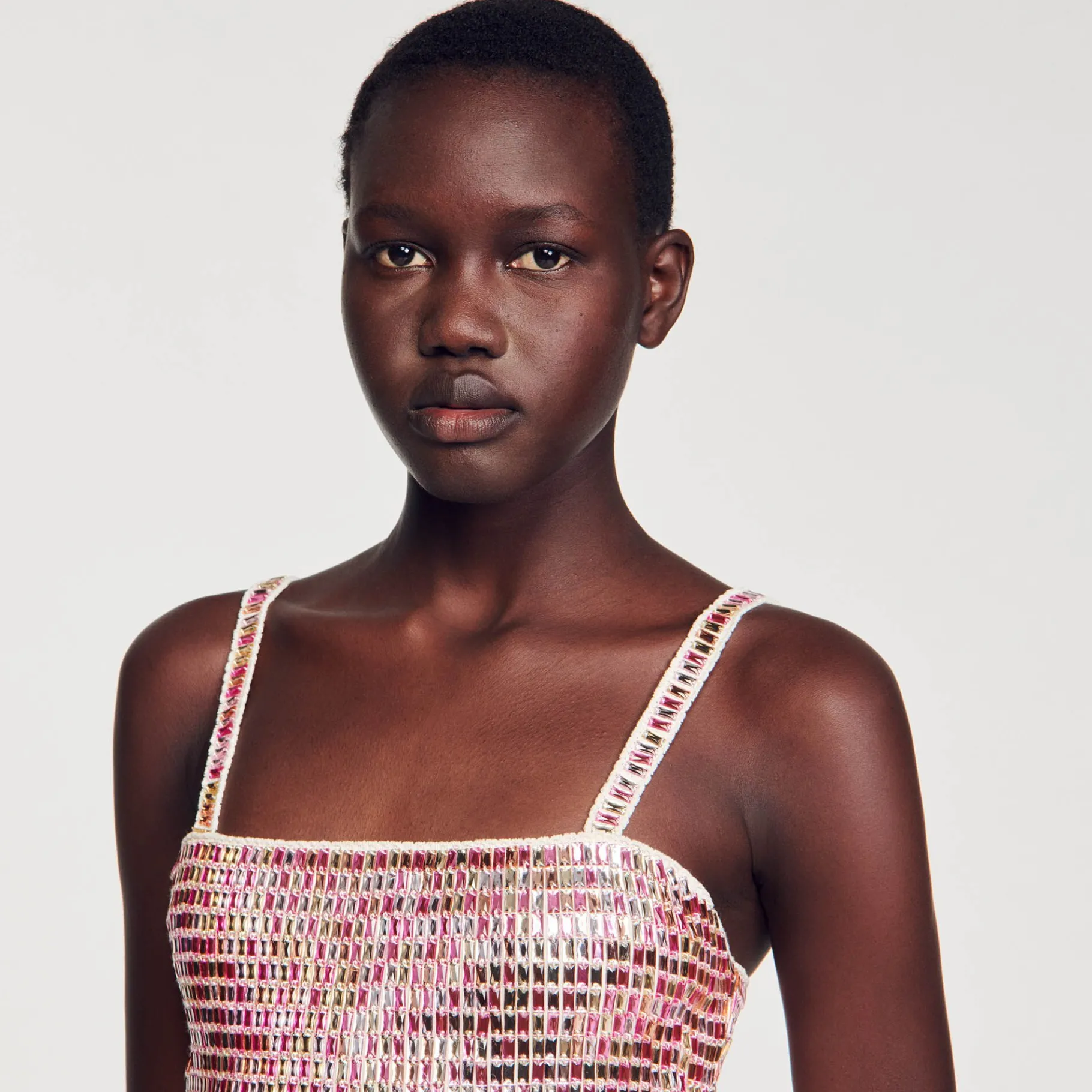 Sandro Paris Jerseys & Cárdigans<Top Corto Con Detalle De Pedreria