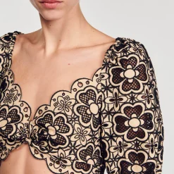 Sandro Paris Tops & Camisas<Top Corto De Bordado Ingles