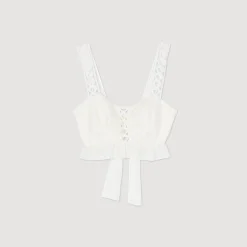 Sandro Paris Tops & Camisas<Top Corto De Mezcla De Lino