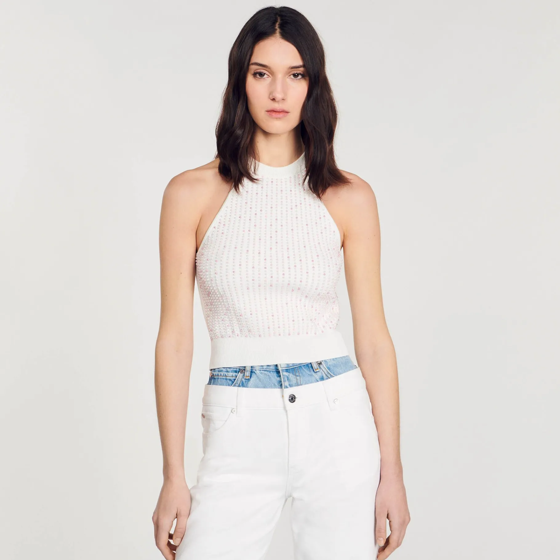 Sandro Paris Jerseys & Cárdigans<Top De Punto Decorado Con Perlas