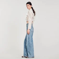 Sandro Paris Vaqueros<Vaquero Ancho Con Corazones De Strass