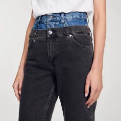 Sandro Paris Vaqueros<Vaquero Con Cintura Doble Bicolor