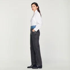 Sandro Paris Vaqueros<Vaquero Con Cintura Doble Bicolor