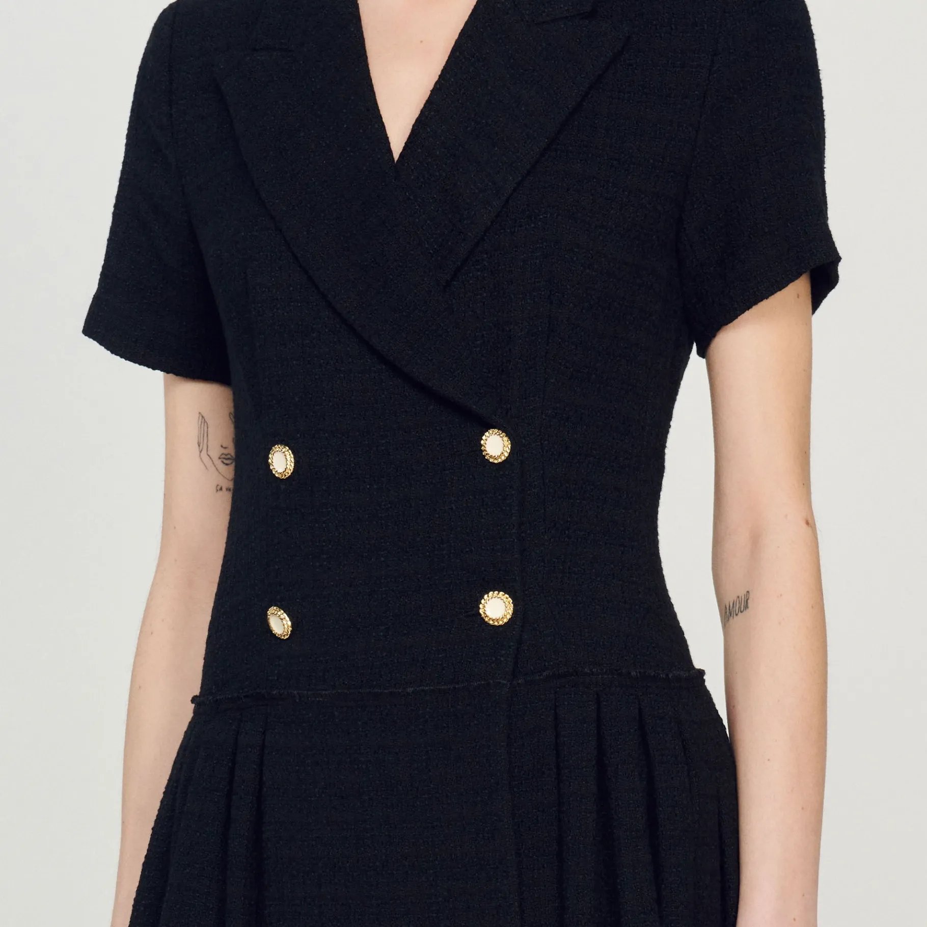 Sandro Paris Vestidos<Vestido Abrigo Corto De Tweed