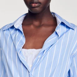 Sandro Paris Vestidos<Vestido Camisero Anudado A Rayas