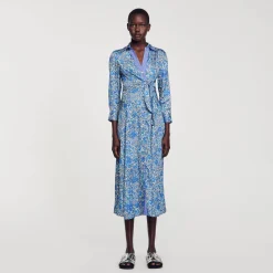 Sandro Paris Vestidos<Vestido Camisero Midi Con Flores