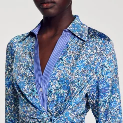 Sandro Paris Vestidos<Vestido Camisero Midi Con Flores