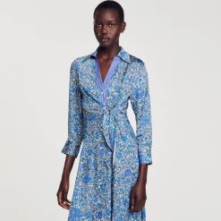 Sandro Paris Vestidos<Vestido Camisero Midi Con Flores