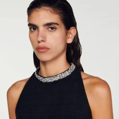 Sandro Paris Vestidos<Vestido Con Cuello Con Bisuteria