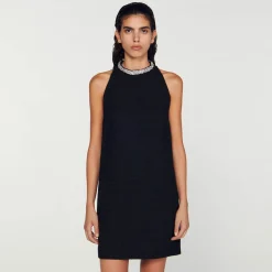 Sandro Paris Vestidos<Vestido Con Cuello Con Bisuteria