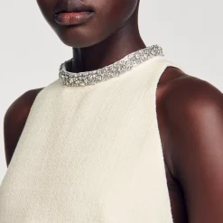 Sandro Paris Vestidos<Vestido Con Cuello Con Bisuteria