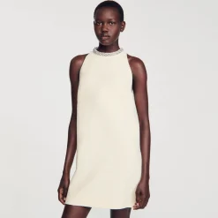 Sandro Paris Vestidos<Vestido Con Cuello Con Bisuteria