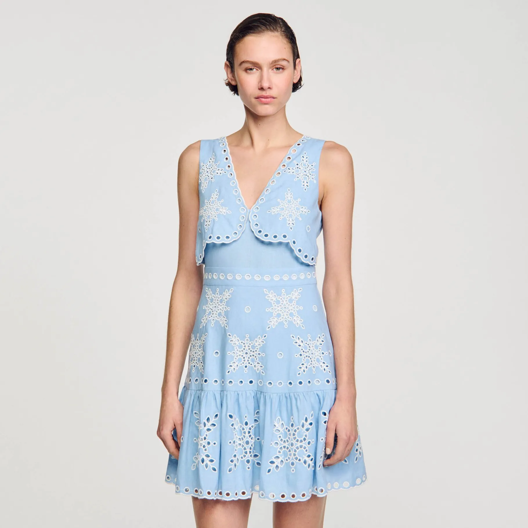 Sandro Paris Vestidos<Vestido Corto Con Bordado Ingles