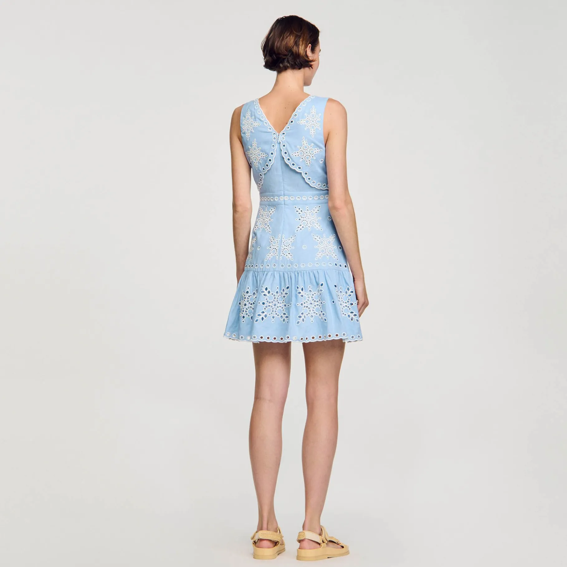 Sandro Paris Vestidos<Vestido Corto Con Bordado Ingles