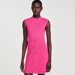 Sandro Paris Vestidos<Vestido Corto Con Botones