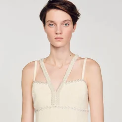 Sandro Paris Vestidos<Vestido Corto Con Detalle De Perlas