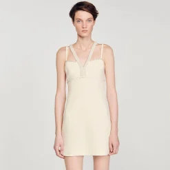 Sandro Paris Vestidos<Vestido Corto Con Detalle De Perlas