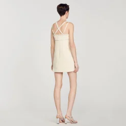 Sandro Paris Vestidos<Vestido Corto Con Detalle De Perlas