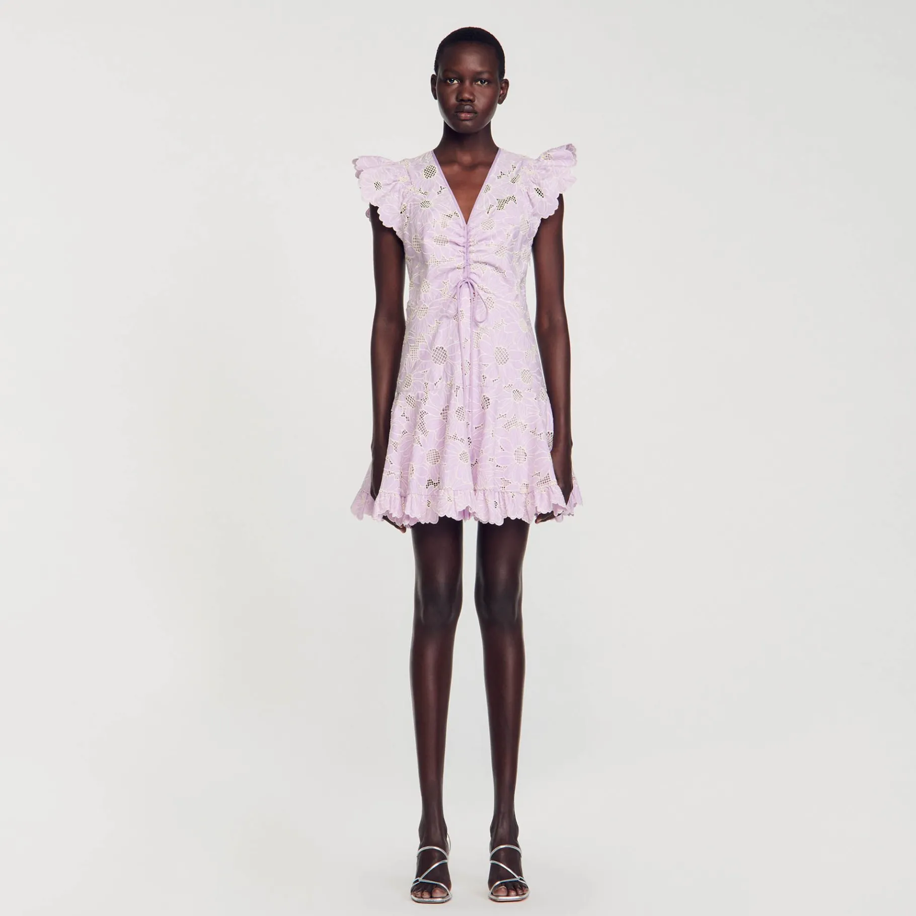 Sandro Paris Vestidos<Vestido Corto De Guipur Con Margaritas