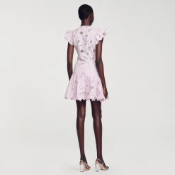 Sandro Paris Vestidos<Vestido Corto De Guipur Con Margaritas