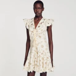 Sandro Paris Vestidos<Vestido Corto De Guipur Con Margaritas