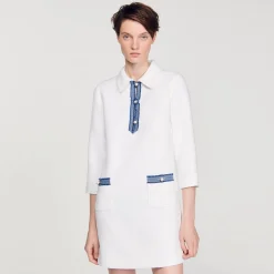 Sandro Paris Vestidos<Vestido Corto De Tweed De Manga Larga