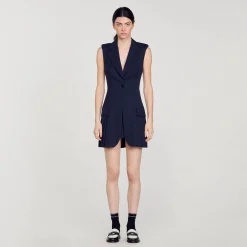 Sandro Paris Vestidos<Vestido Corto Plisado De Traje