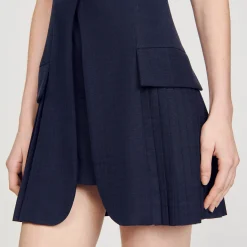 Sandro Paris Vestidos<Vestido Corto Plisado De Traje