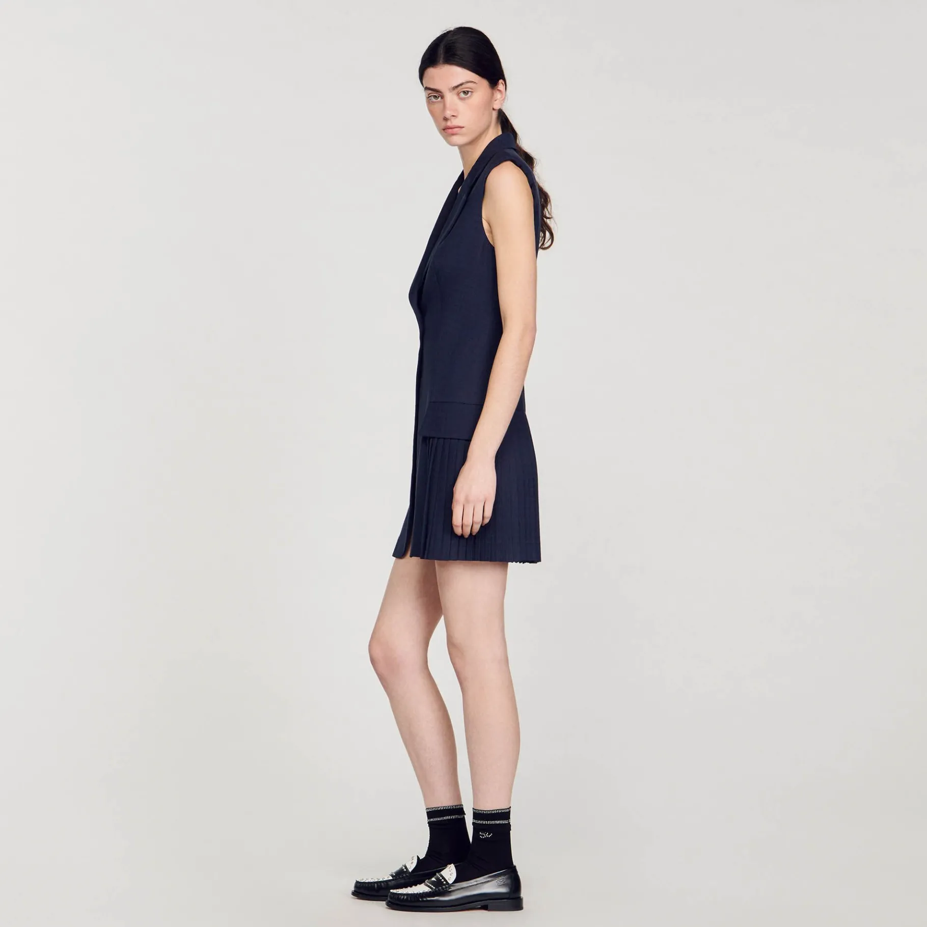 Sandro Paris Vestidos<Vestido Corto Plisado De Traje