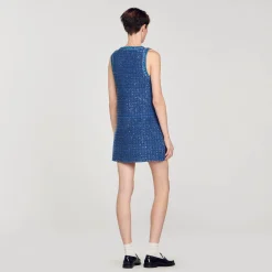 Sandro Paris Vestidos<Vestido Corto Trapecio De Tweed