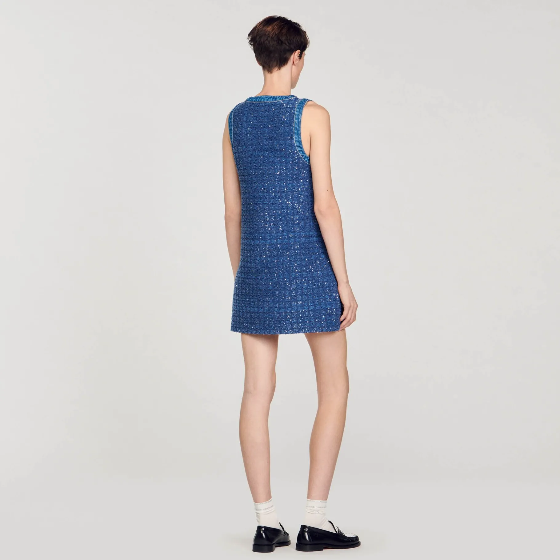 Sandro Paris Vestidos<Vestido Corto Trapecio De Tweed